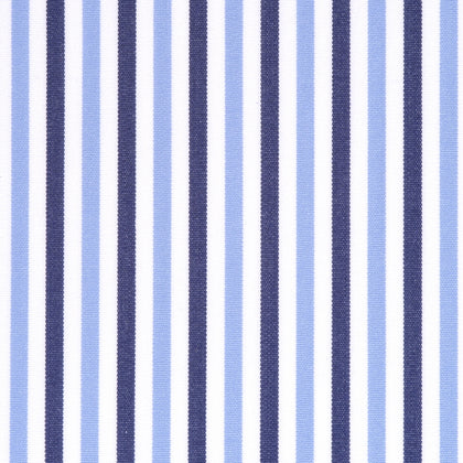 Popeline a righe blu e celeste in cotone – Canclini