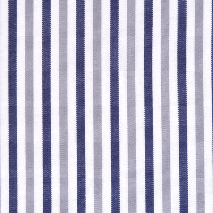 Blue and grey striped poplin cotton – Canclini