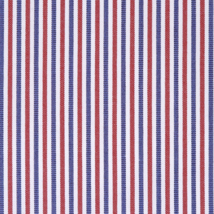 Popeline a righe fitte blu e rosse in cotone – Canclini