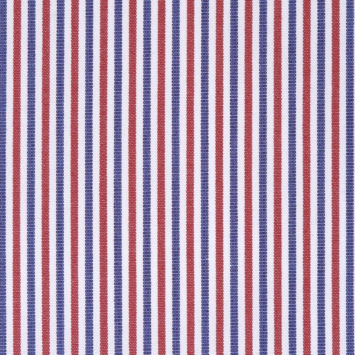 Popeline a righe fitte blu e rosse in cotone – Canclini